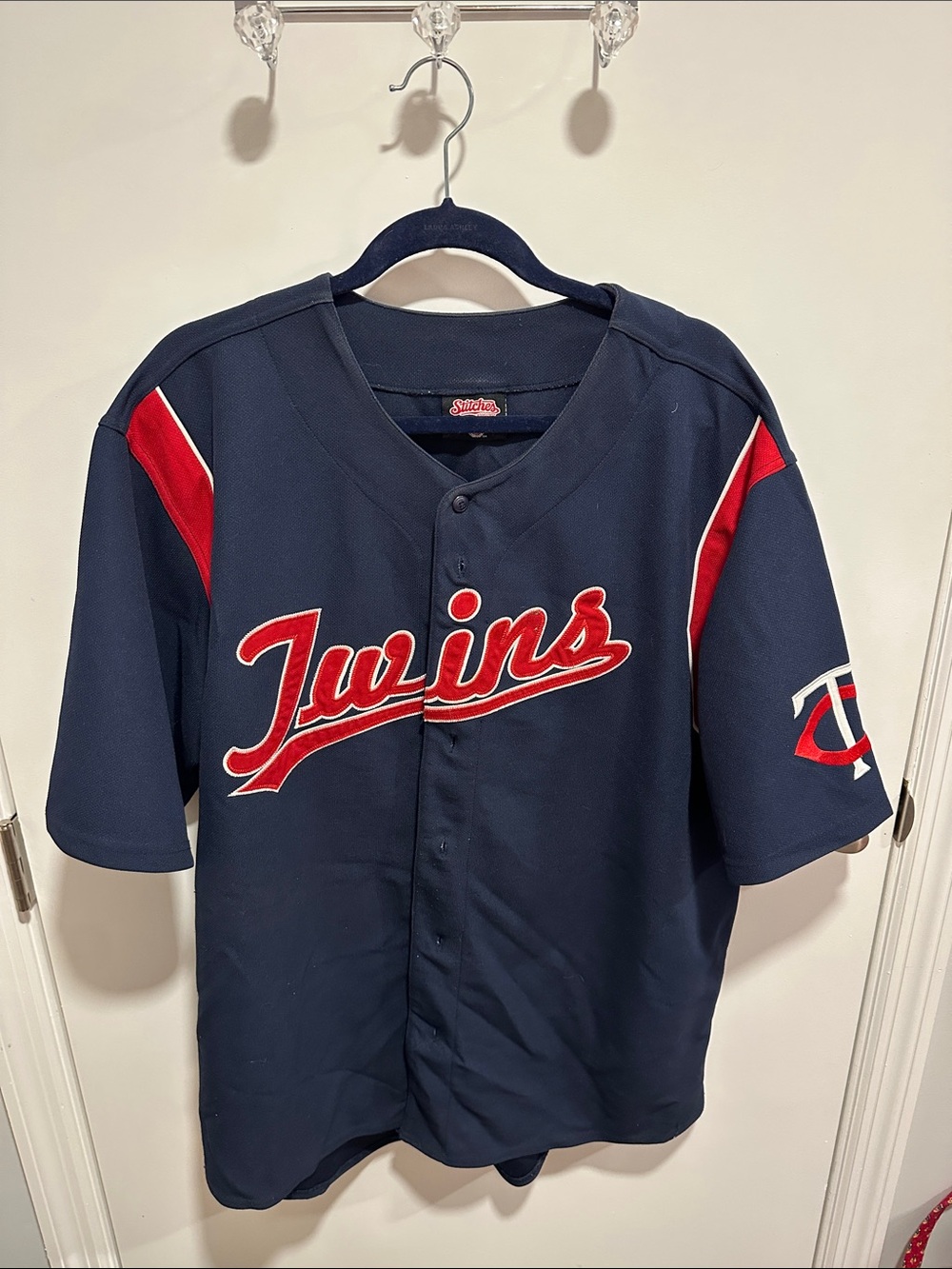 Stitches Navy and Red "Twins" Baseball Jersey